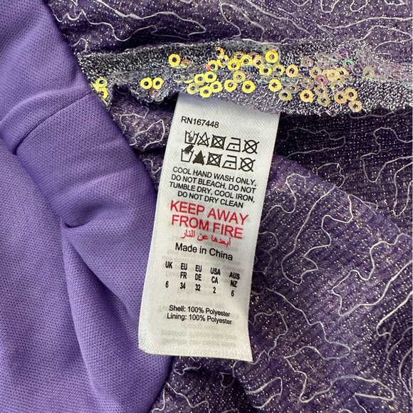 Nasty Gal Ruffle Hem Sequin Cami Mini Dress in Purple Size 2 - Picture 8 of 17